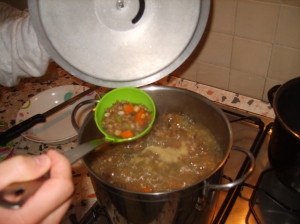 zuppa in fase di cottura